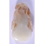 AN EARLY 20TH CENTURY CHINESE CARVED JADE GOURD PLAQUE. 7 cm x 3.5 cm.