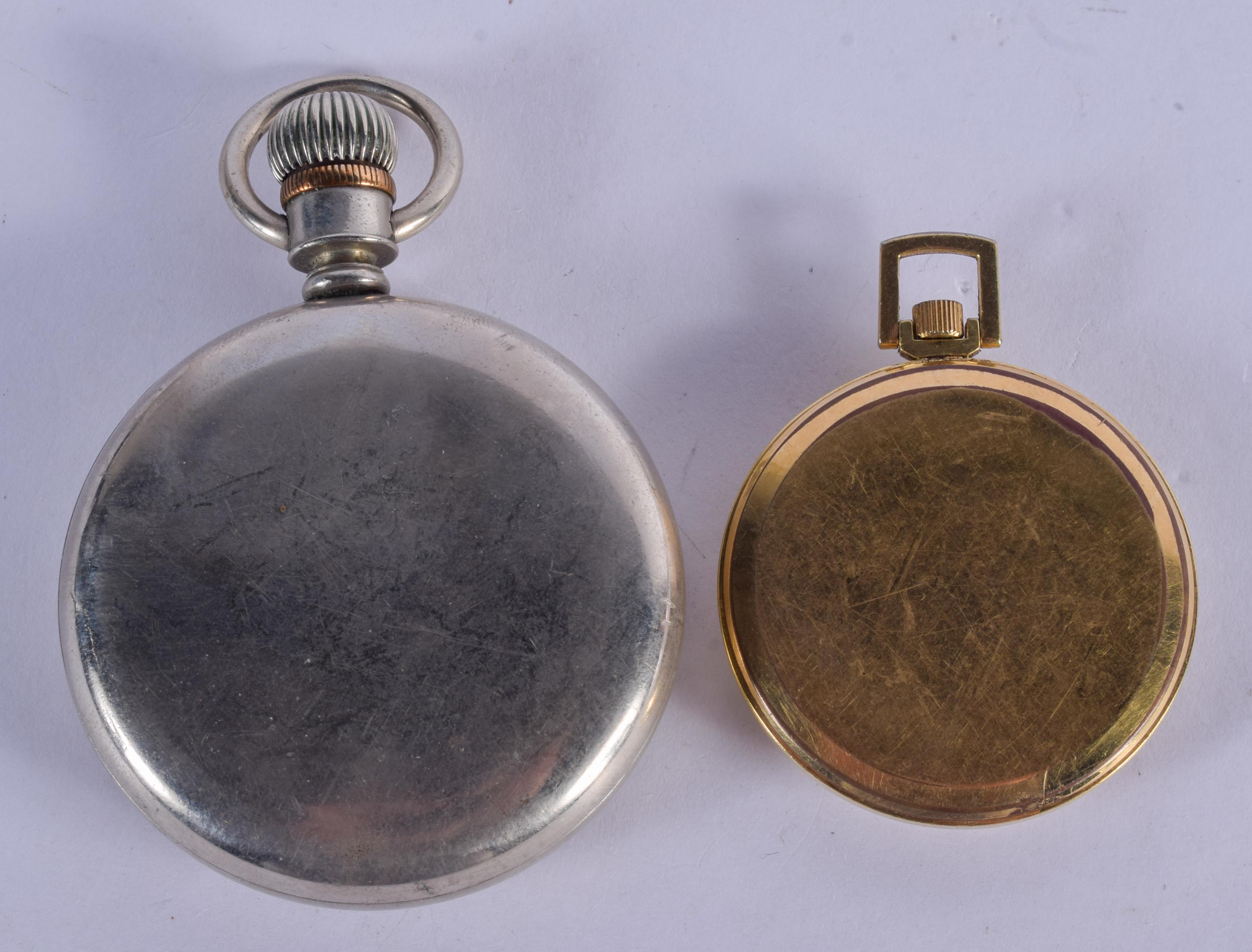 A THOMAS RUSSEL & SON POCKET WATCH and a smaller retime watch. Largest 5 cm wide. (2) - Image 2 of 3