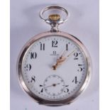 A SILVER LONGINES POCKET WATCH. 5.25 cm diameter.