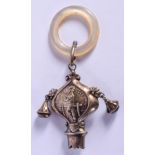 AN ANTIQUE SILVER BOY BLUE BABIES TEETHER. 13 grams. 6.5 cm x 4 cm.