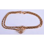 A STYLISH 18CT GOLD AND DIAMOND NECKLACE of Greek revival inspiration. 14.4 grams. 43 cm long.
