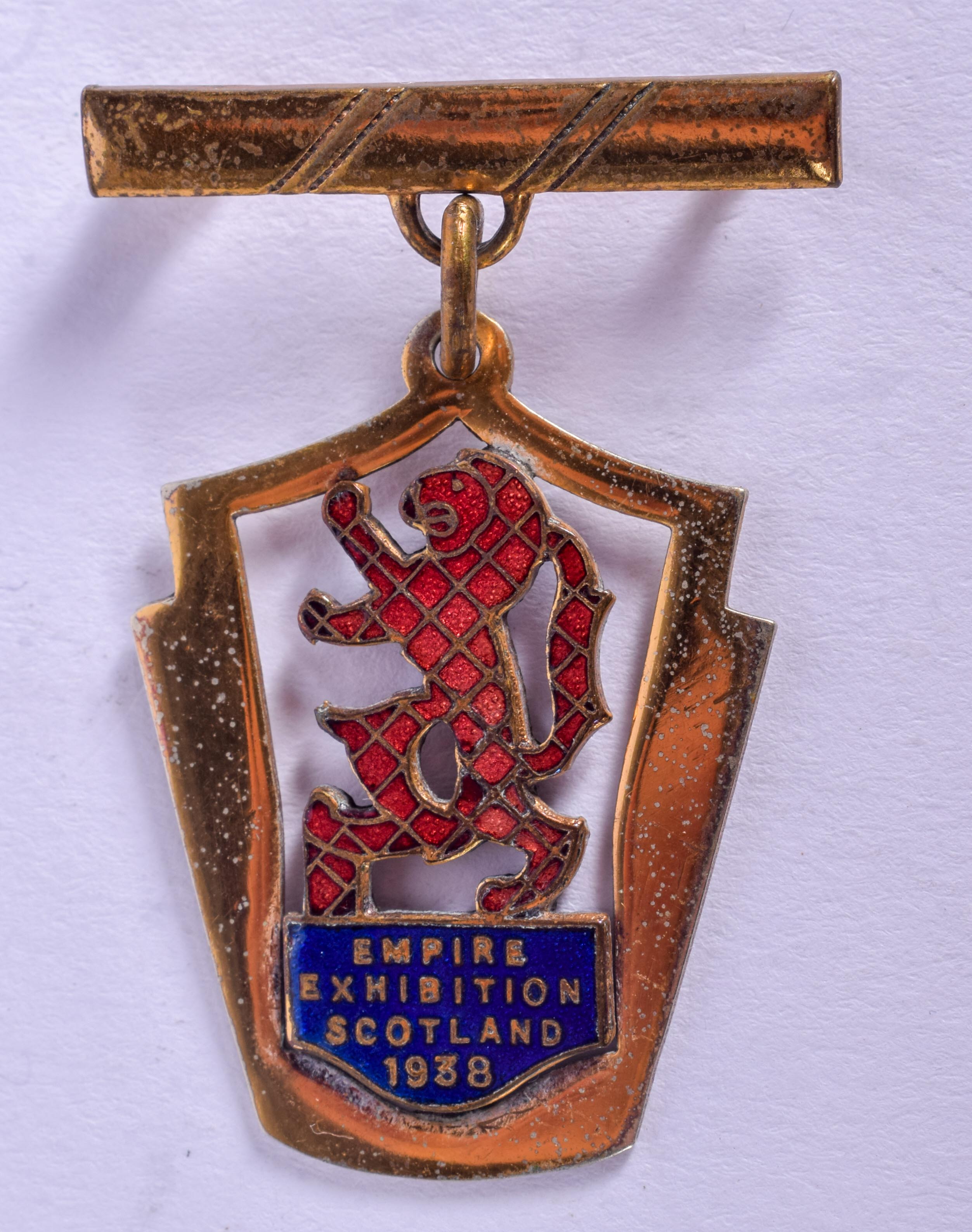 A RARE 1938 SCOTTISH EXHIBITION MEDAL. 4 cm x 2.5 cm.