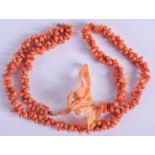 AN ART DECO CORAL NECKLACE. 48 cm long.