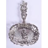 AN ANTIQUE DUTCH SILVER SIFTING SPOON. 64 grams. 15 cm x 9 cm.