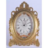 A FINE MID 19TH CENTURY FRENCH ORMOLU STRUT CLOCK in the manner of Thomas Cole, engraved with silver