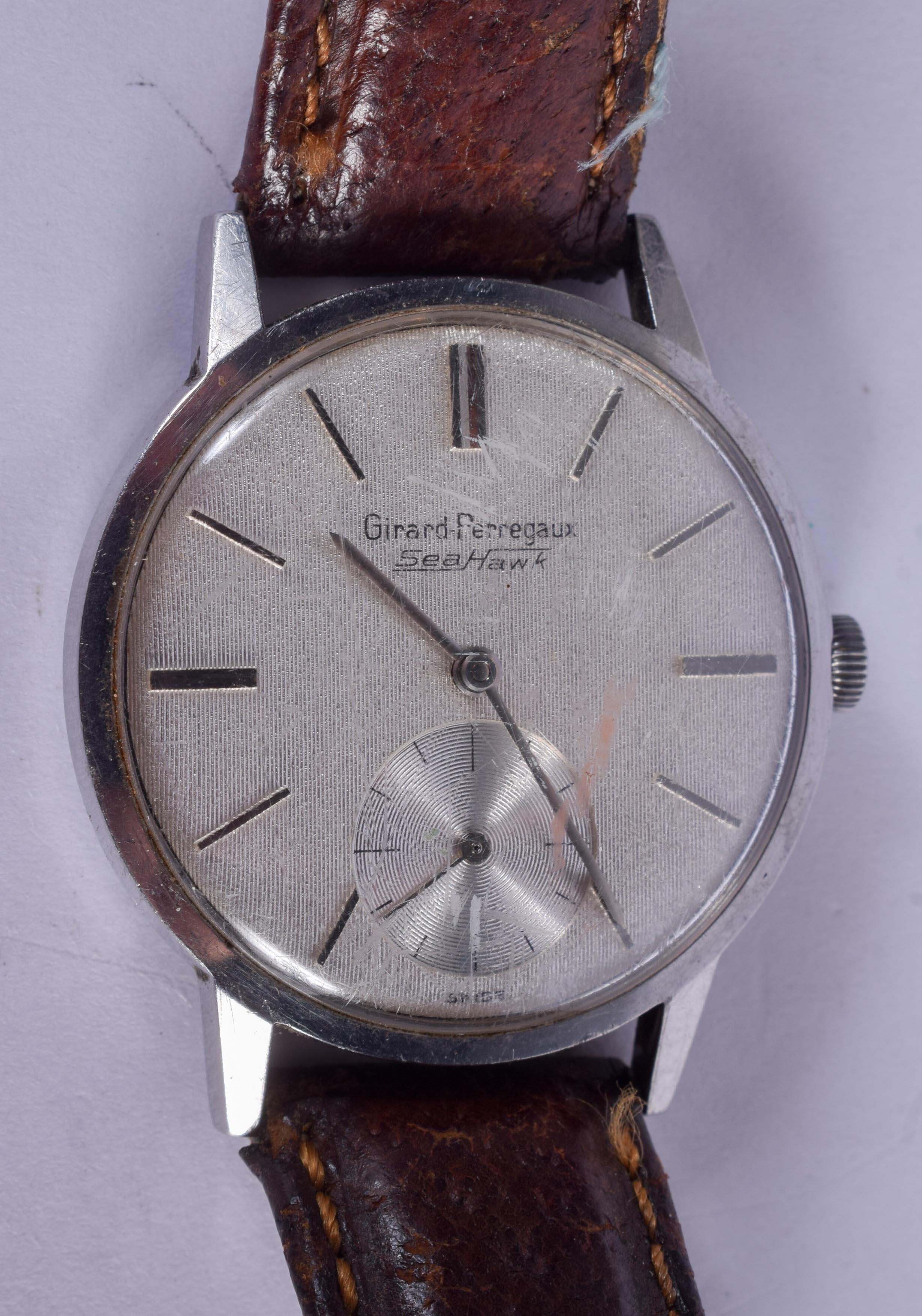 A VINTAGE GIRARD PERREGAUX SEA HARK WRISTWATCH. 2.75 cm diameter.