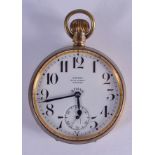 AN ASPREYS EIGHT DAY GOLIATH POCKET WATCH. 5.5 cm diameter.