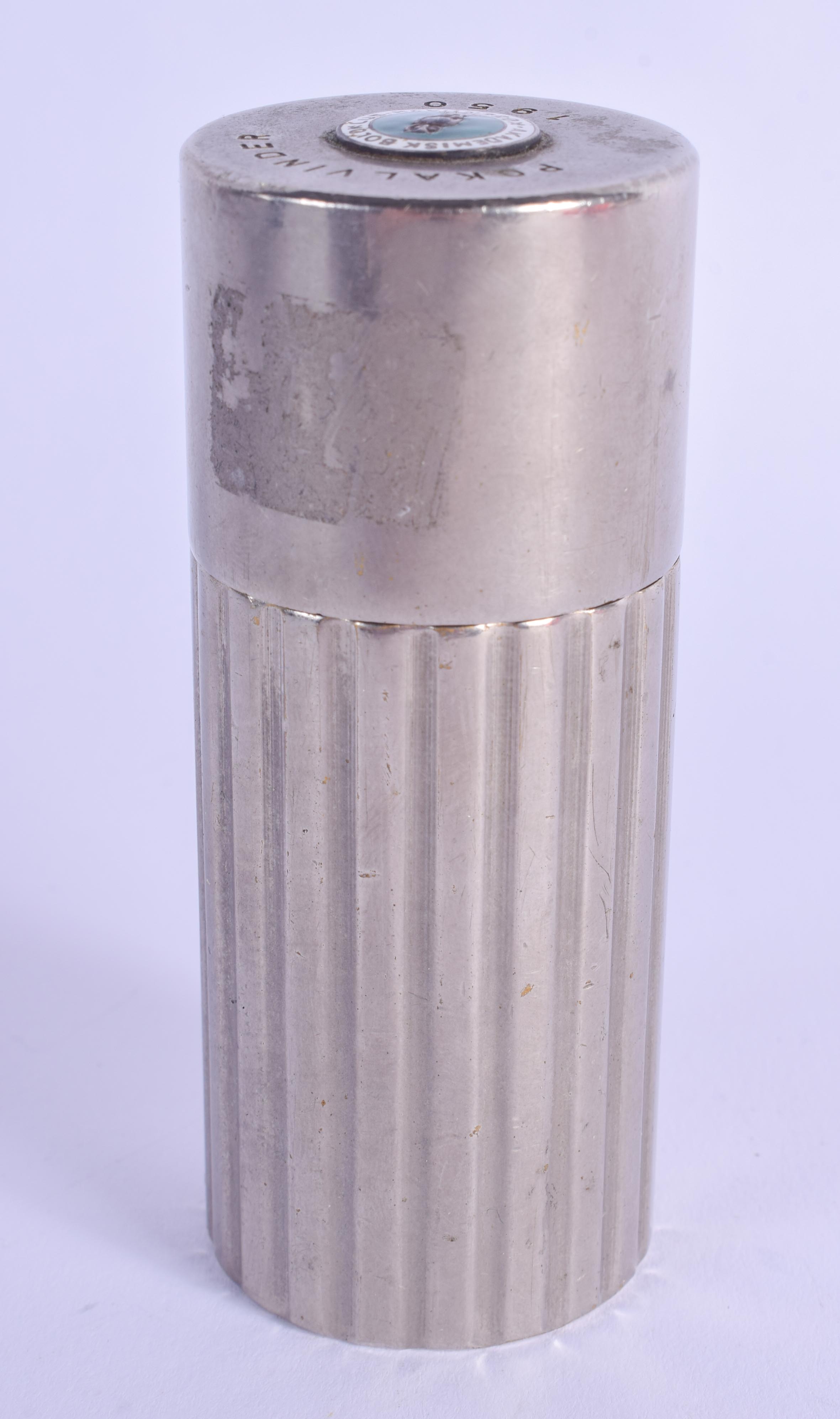 A LARGE 1950S SCANDINAVIAN ENAMELLED LIGHTER C1950. 429 grams. 9.5 cm high.