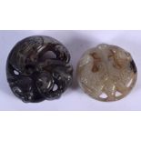 TWO CHINESE JADE ROUNDELS. 5.5 cm wide. (2)