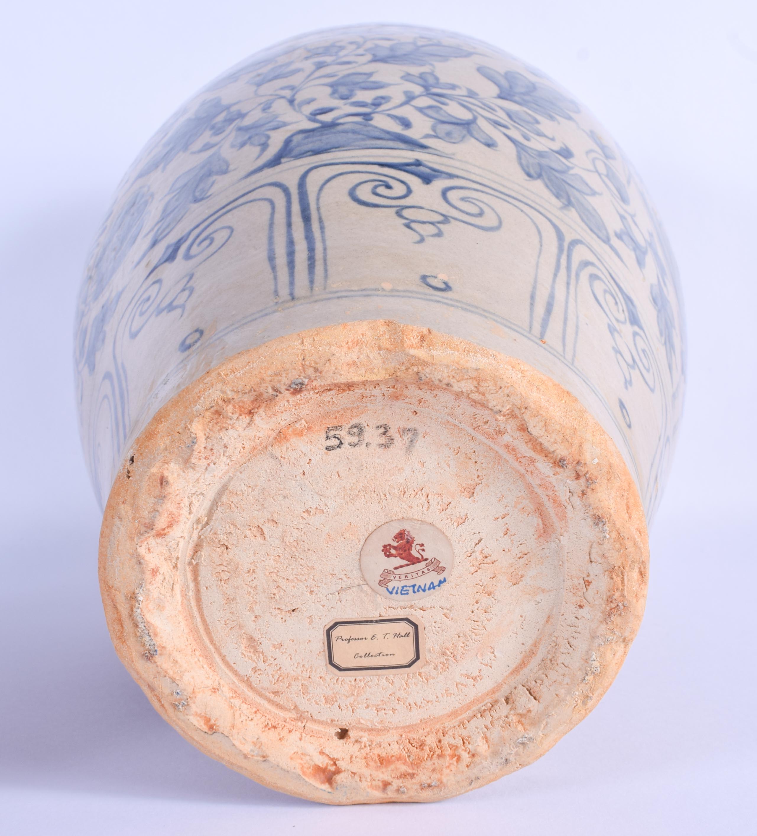 AN ANTIQUE VIETNAMESE STONEWARE POTTERY VASE painted with birds and flowers. 33 cm x 15 cm. Provenan - Image 3 of 3