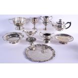 A COLLECTION OF ASSORTED SILVER PLATE in various forms and sizes. Largest 22 cm diameter. (qty)