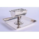 AN EDWARDIAN SILVER DESK STAND. London 1900. 264 grams. 11 cm square.