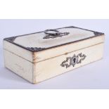 AN ANTIQUE SILVER MOUNTED BOX. 15 cm x 7 cm.