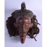 AN AFRICAN TRIBAL CHOKWE MASK decorated with motifs. Mask 30 cm x 14 cm.