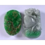 TWO CHINESE JADEITE AMULETS 20th Century. (2)