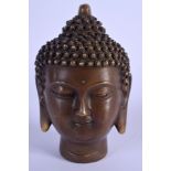 A CHINESE BRONZE BUDDHA HEAD 20th Century. 15 cm x 7 cm.