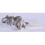 A SILVER ELEPHANT BABIES RATTLE. 8.5 cm long.