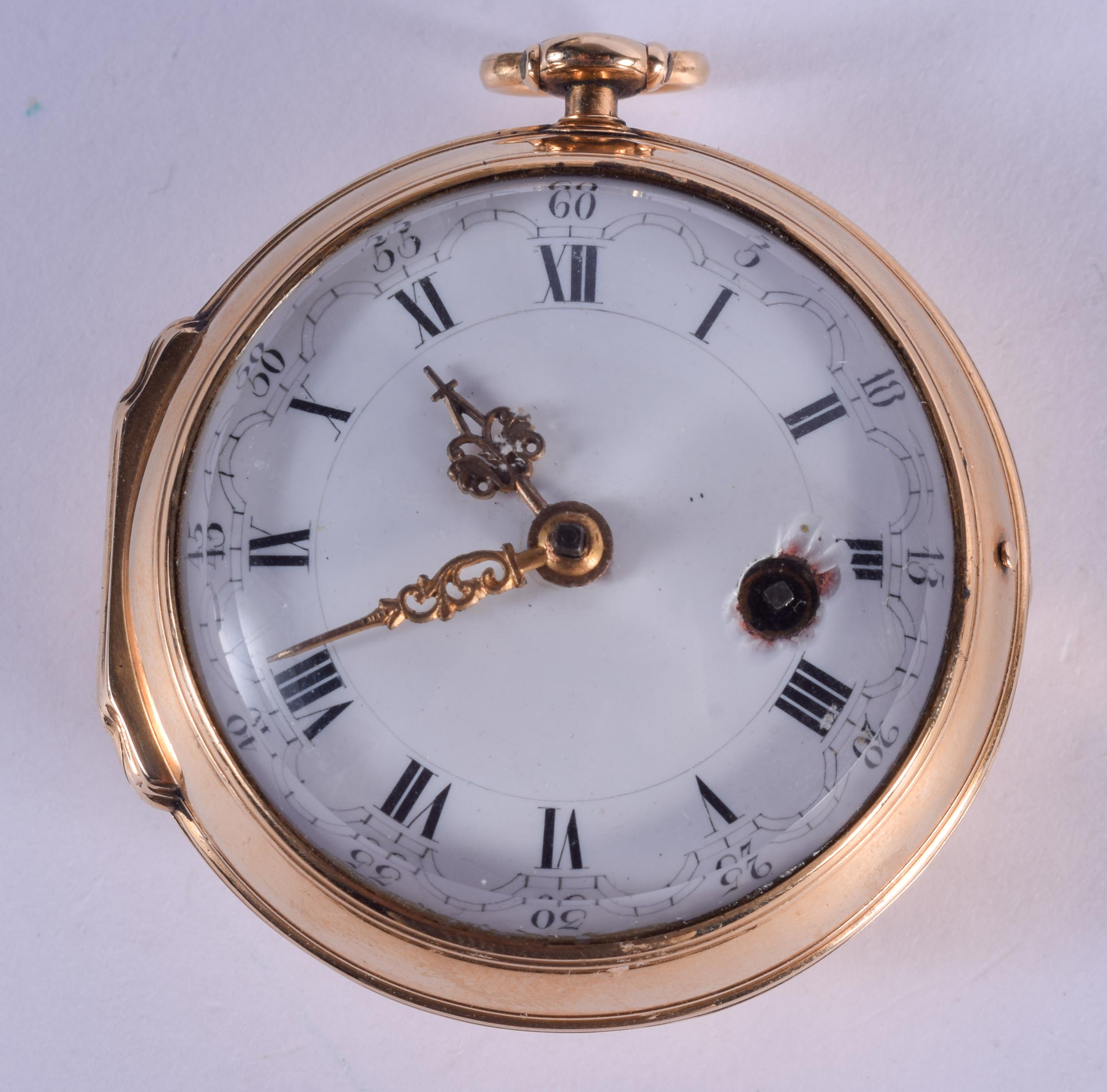 A GOOD ANTIQUE 18CT GOLD HALF HUNTER POCKET WATCH. 89.8 grams overall. 4.5 cm wide.