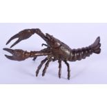 A JAPANESE BRONZE LOBSTER. 9 cm x 4 cm.