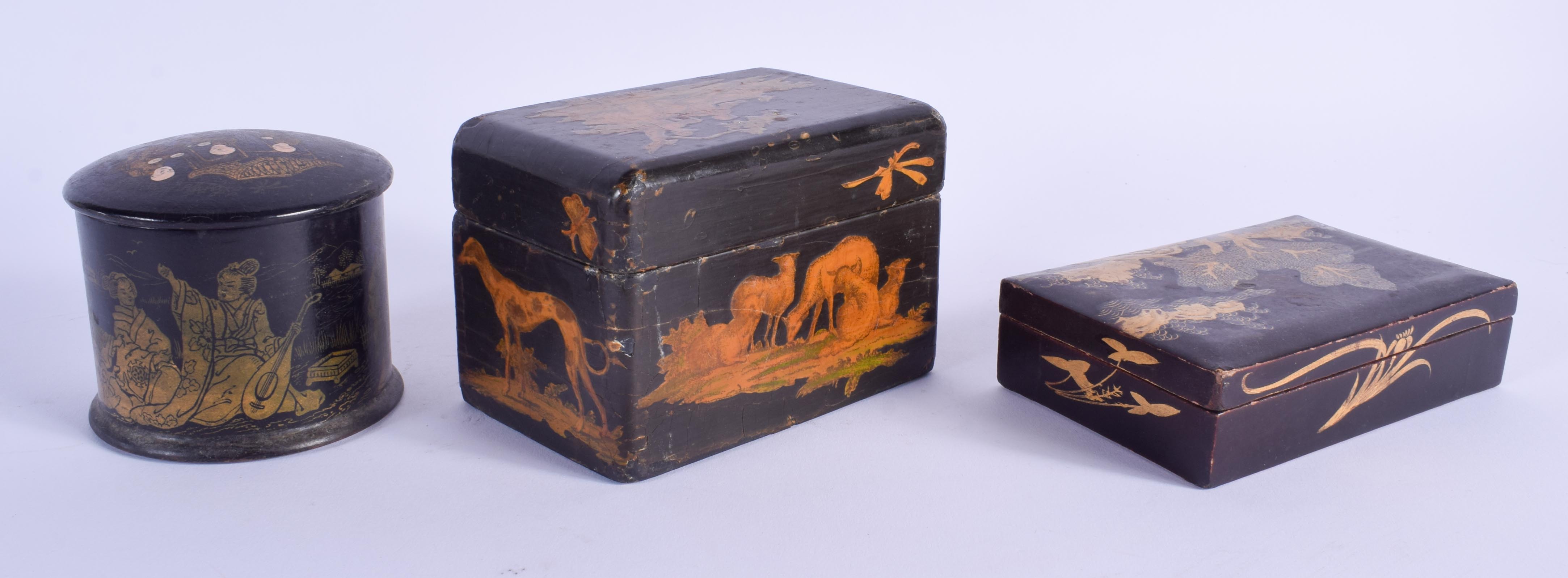 THREE ANTIQUE JAPANESE EXPORT BOXES. Largest 10 cm x 7 cm. (3) - Image 2 of 4