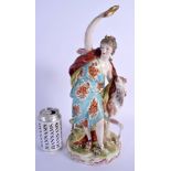 A LARGE 19TH CENTURY FRENCH SAMSONS OF PARIS PORCELAIN FIGURE modelled as a female and goat. 37 cm h