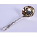 A SILVER STRAINING SPOON. Sheffield 1904. 40 grams. 13 long.