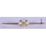 AN ANTIQUE GOLD DIAMOND AND OPAL BROOCH. 3.3 grams. 5.75 cm wide.