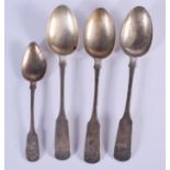 FOUR ANTIQUE SCOTTISH SILVER SPOONS. 139 grams. (4)