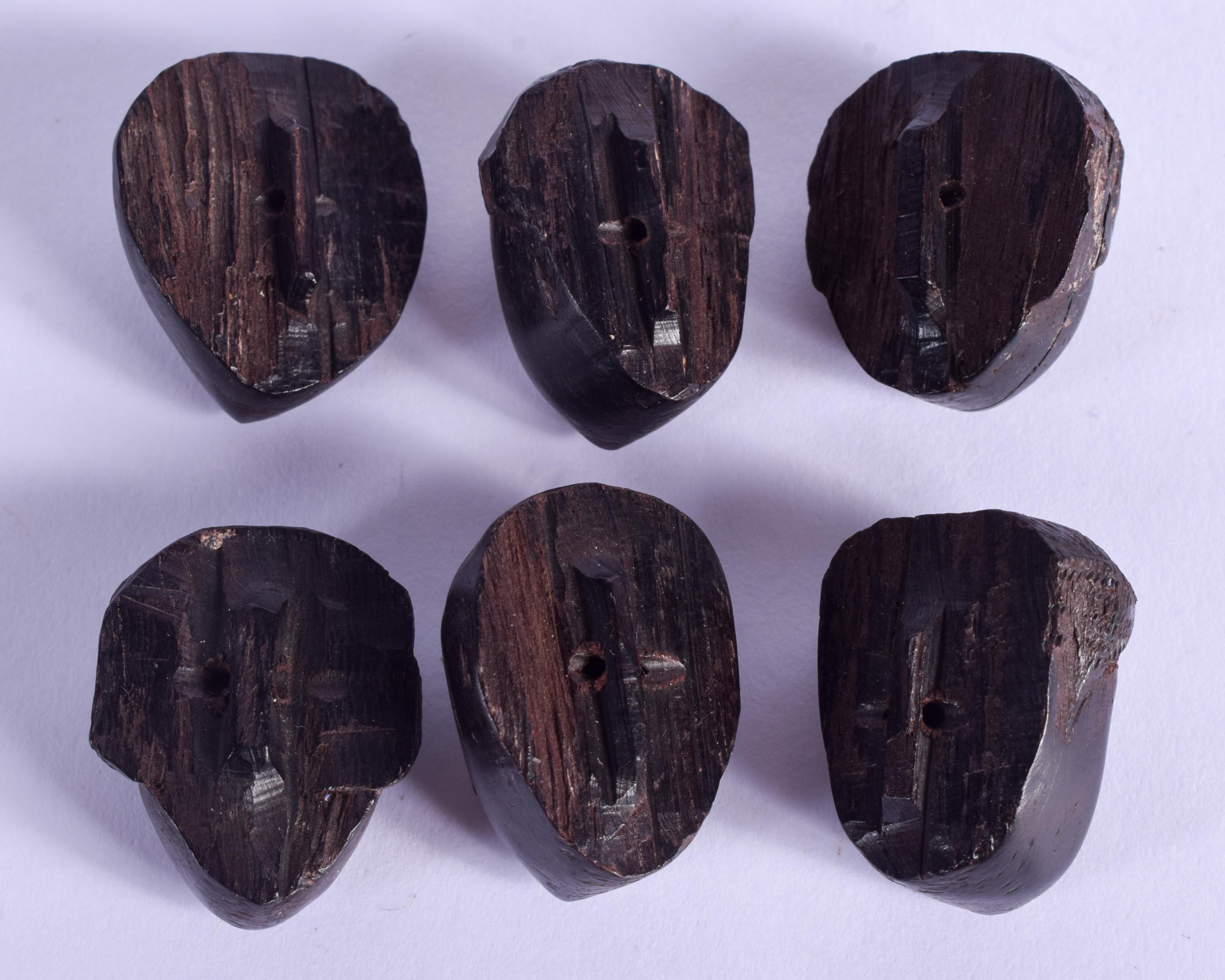 SIX UNUSUAL AFRICAN TRIBAL HEADS. 2 cm x 1 cm. (6) - Image 2 of 2