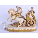 A LARGE ROYAL DUX AUSTRIAN PORCELAIN CENTREPIECE modelled with rearing horses. 43 cm x 39 cm.