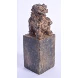 A CHINESE SOAPSTONE SEAL 20th Century. 10 cm high.