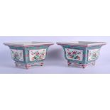 A LOVELY PAIR OF 19TH CENTURY CHINESE FAMILLE ROSE PORCELAIN PLANTERS Daoguang, painted with flowers