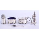 ART DECO SILVER CONDIMENTS. Birmingham 1935-1949. Silver 130 grams. (4)