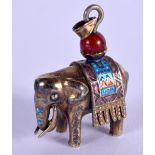 A VINTAGE SILVER AND ENAMEL ELEPHANT CHARM. 6.4 grams. 3 cm x 2 cm.