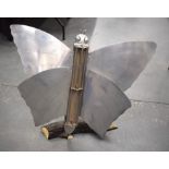 A VERY UNUSUAL ART DECO VINTAGE BUTTERFLY TYPE CHROME WING HEATER. 73 cm x 80 cm.
