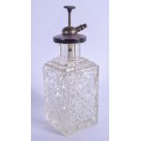 AN ART DECO SILVER AND ENAMEL SCENT BOTTLE. 18 cm high.