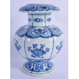A CHINESE BLUE AND WHITE PORCELAIN VASE 20th Century, painted with flowers. 19 cm high.