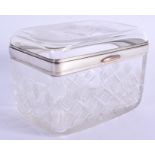 AN ANTIQUE CRYSTAL GLASS CASKET. 12 cm x 9 cm.