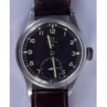 A MILITARY OMEGA BLACK DIAL WRISTWATCH. 3.25 cm diameter.