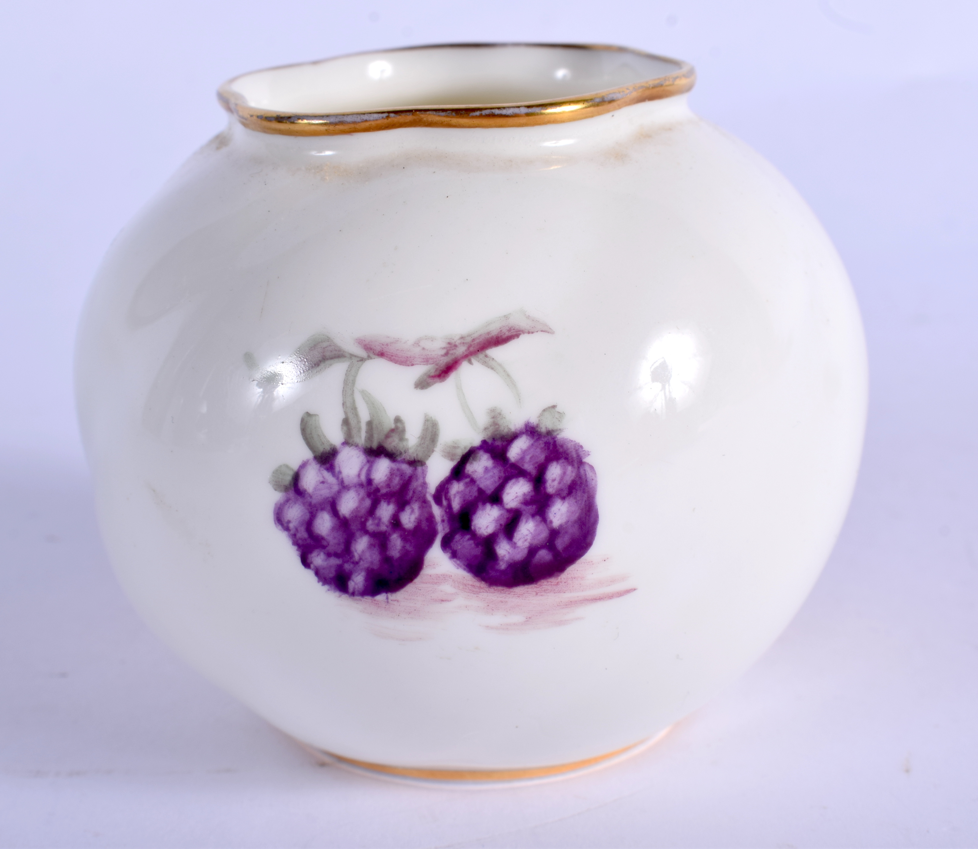 Royal Worcester swirl moulded globular vase painted with fruit signed K Cresswell, dated 1952, shape - Image 2 of 3