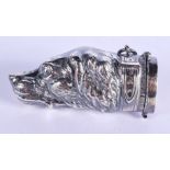 A SILVER DOG HEAD VESTA CASE. 6.25 cm long.