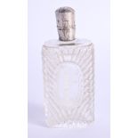 AN ANTIQUE MARY GREGORY SILVER AND GLASS SCENT BOTTLE. 8 cm high.