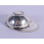 AN 18TH/19TH CENTURY ENGLISH SILVER JOCKEY HAT. 6.9 grams. 4.5 cm x 3 cm.