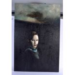 Continental School (20th Century) Haunting the darkness, Oil on canvas. 100 cm x 55 cm.