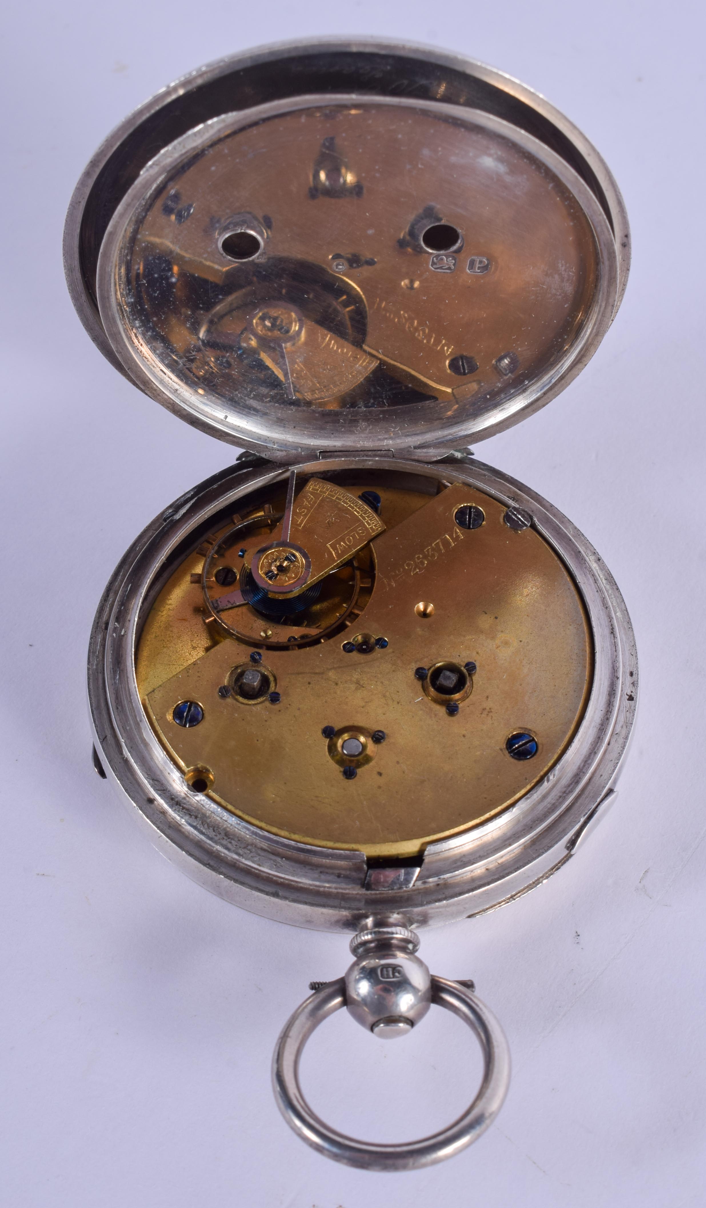 AN ANTIQUE SILVER S WOLFENDER OF BRIGHTON POCKET WATCH. 5.5 cm diameter. - Image 4 of 5