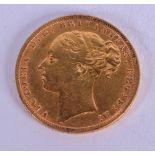 AN 1872 VICTORIAN GOLD SOVEREIGN. 8 grams.