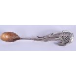 A CHARMING CONTINENTAL SILVER CRAYFISH SPOON. 5 grams. 7 cm long.