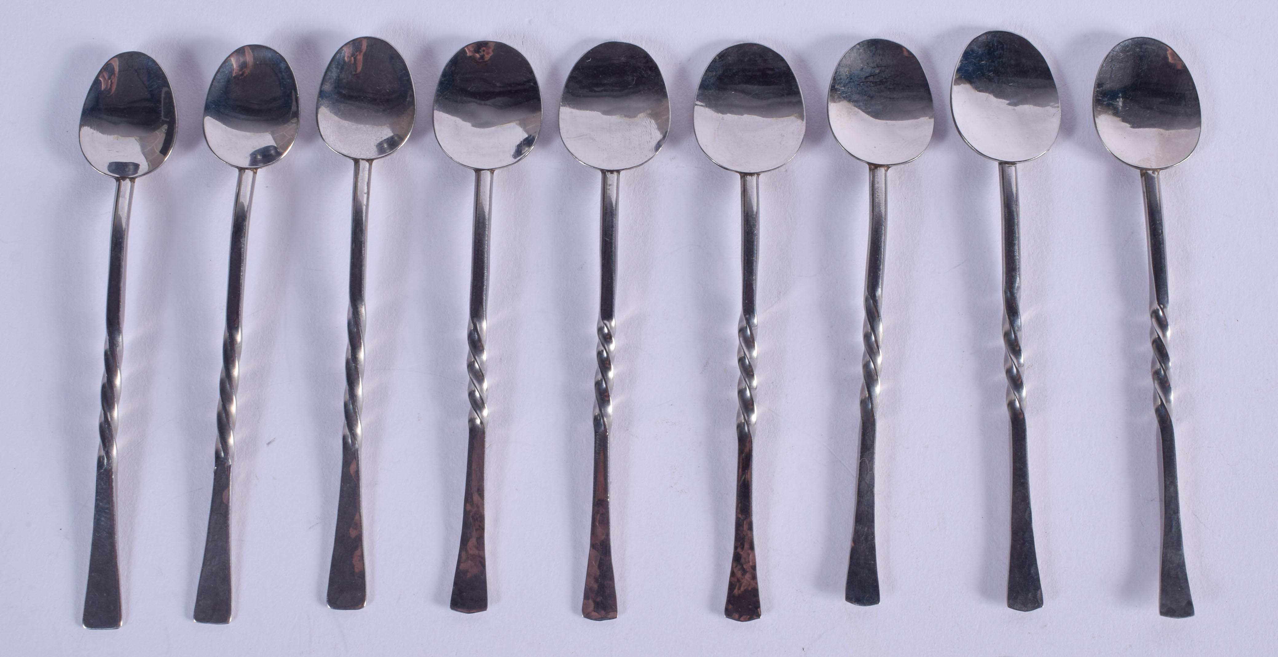 NINE KESWICK SCHOOL WHITE METAL SPOONS. 63 grams. (9)