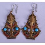 A PAIR OF EGYPTIAN REVIVAL EARRINGS. 4.5 cm x 3 cm.