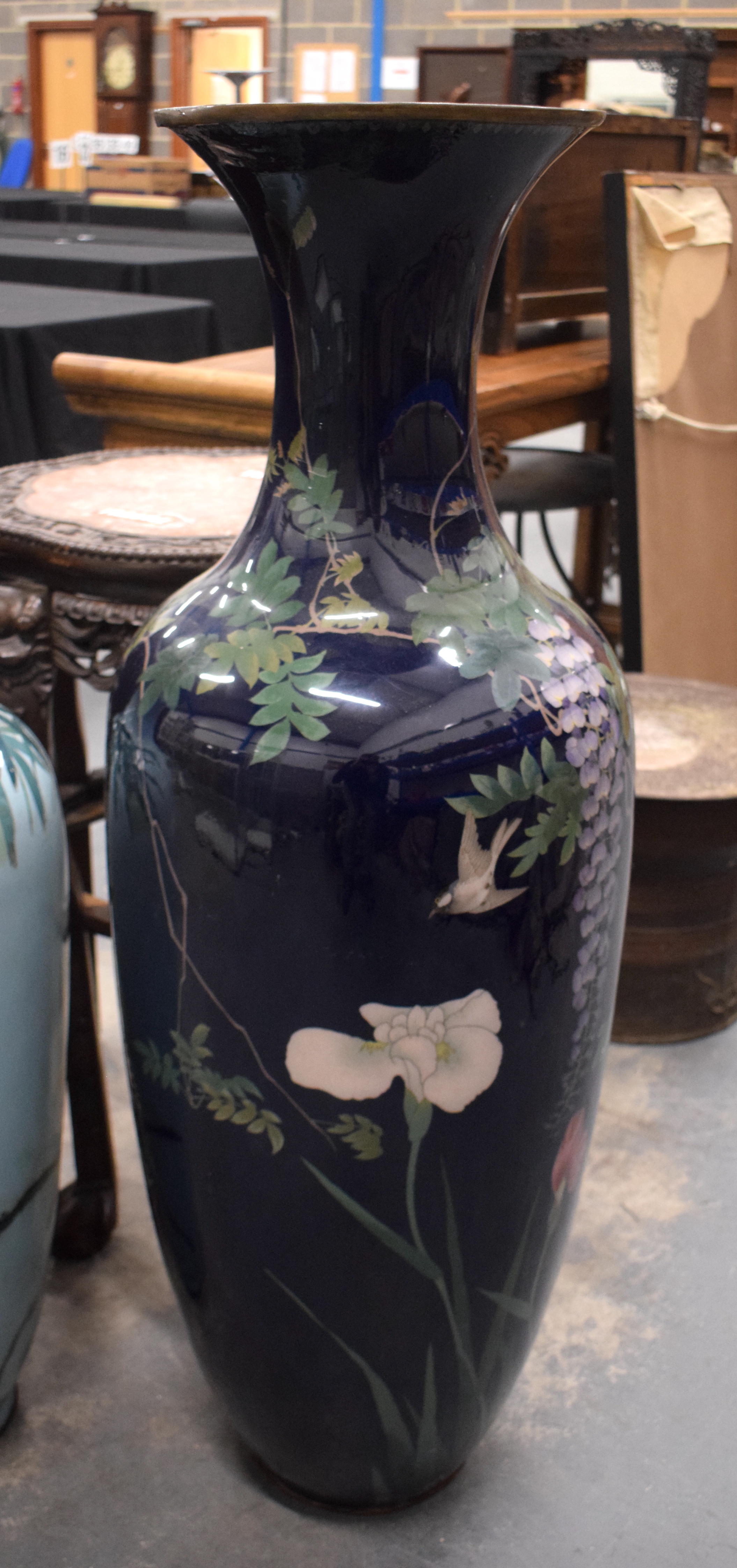 A VERY LARGE 19TH CENTURY JAPANESE MEIJI PERIOD CLOISONNE ENAMEL VASE decorated with birds and flowe - Image 2 of 17